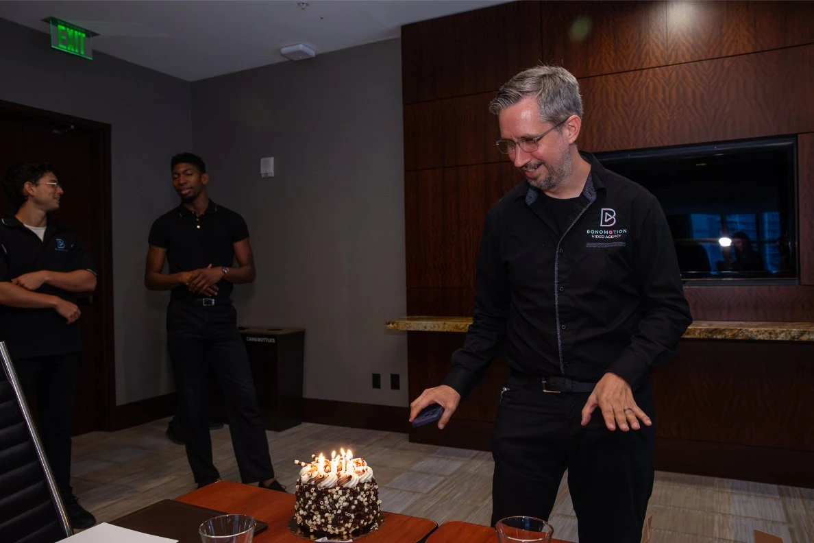 Christophe's birthday surprise at LEVEREDGE